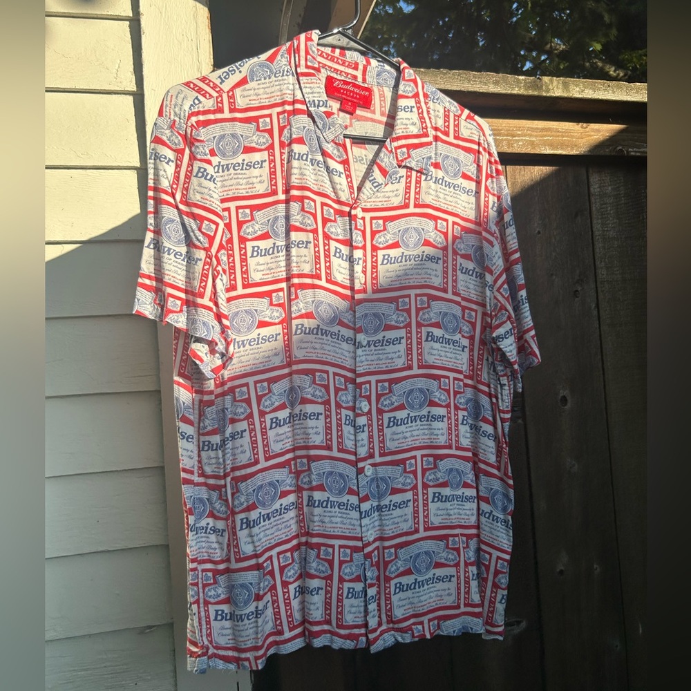 Budweiser all over logo button up
